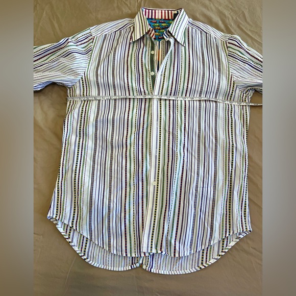 Robert Graham Striped  Mini‎ Cooper Sport Shirt Flip Cuff Striped Size M - Picture 9 of 10